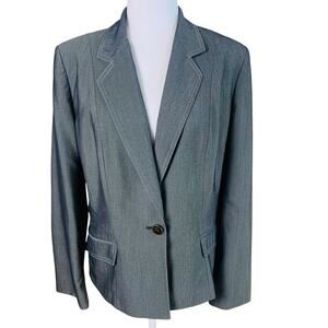 Suit Studio Size 14 Women's One Button Blazer Jacket Gray Career Classic